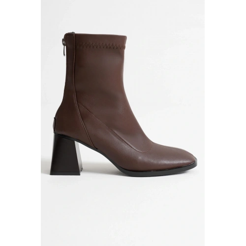 Arvena Acı Kahve Kalın Topuklu Streç Bot