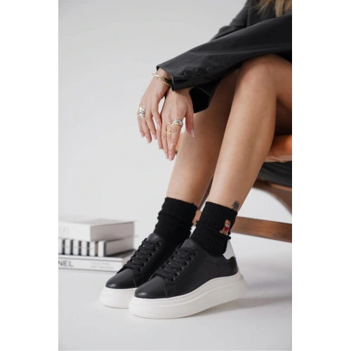 Bella Siyah Beyaz Kadın Spor Ayakkabı