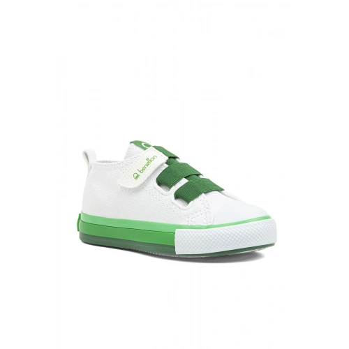 Benetton Beyaz Yesil - Bantlı Çocuk Spor Ayakkabı