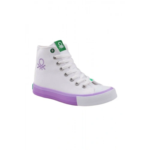 Benetton Kadın Beyaz Lila Uzun Spor Ayakkabı