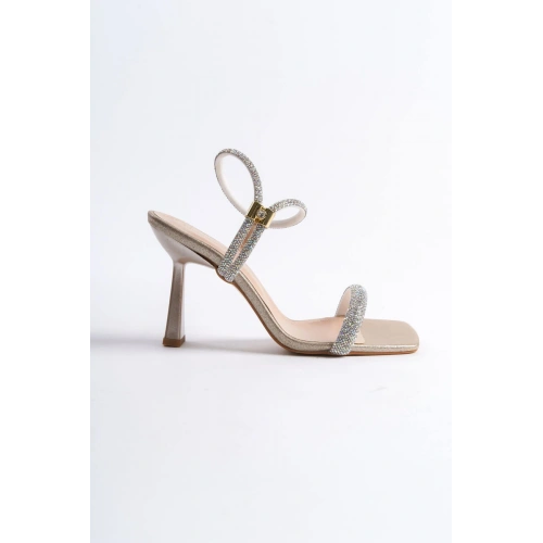 Destina Altın Taşlı Kadın Topuklu Sandalet