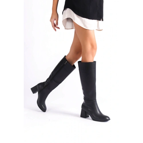 Elsie Kadın Kışlık Siyah Kalın Topuklu Çizme