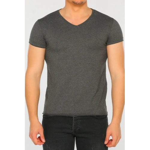 Erkek Basic V Yaka Antrasit Tshirt