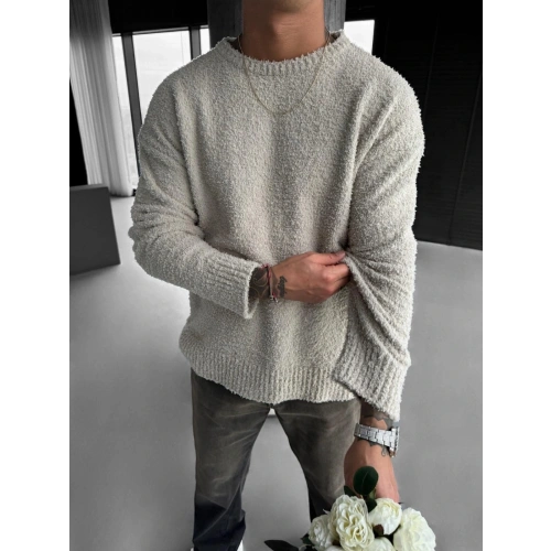 Erkek Bej Peluş Kazak