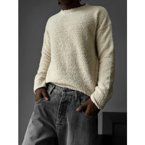 Erkek Krem Peluş Kazak