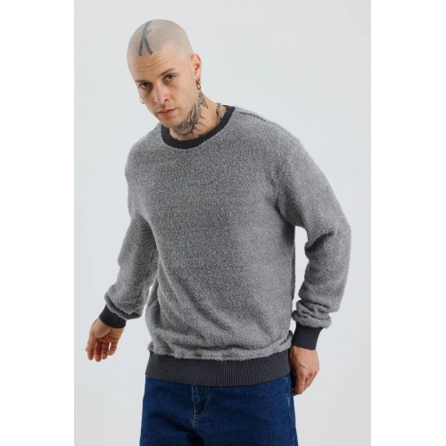 Erkek Gri Peluş Kazak