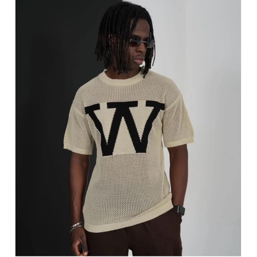Erkek Bej-W Triko T-shirt