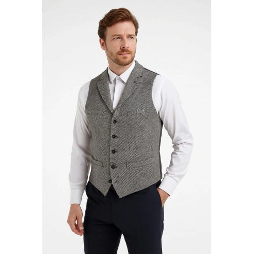 Erkek Gri Kılçıllı Yelek