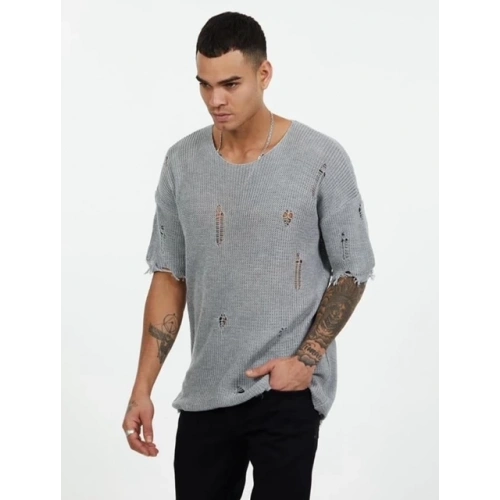 Erkek Gri Triko T-shirt