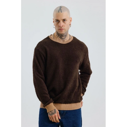 Erkek Kahverengi Peluş Kazak