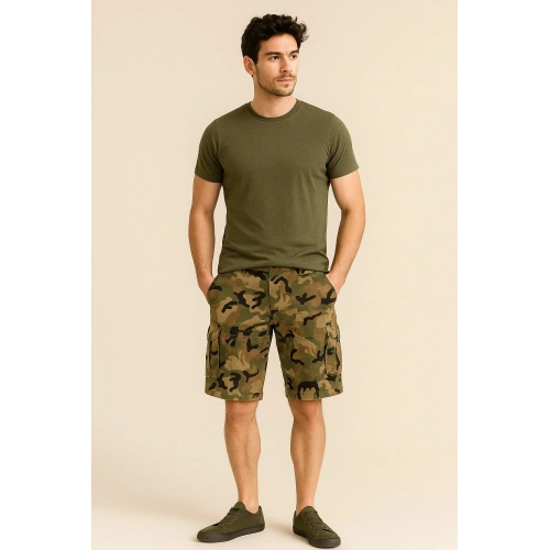 Erkek Kamuflaj Cepli Şort