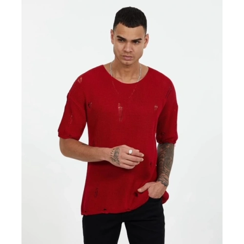 Erkek Kırmızı Triko T-shirt