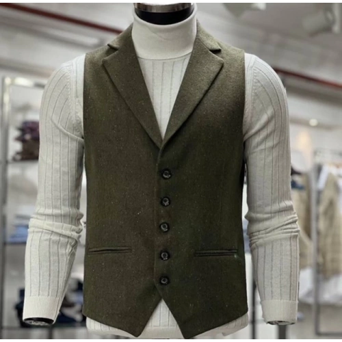 Erkek Haki Yeşili Yelek