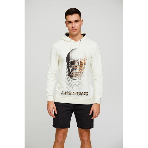 Erkek Kırk Beyaz Baskılı Sweat