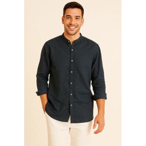 Erkek Hakim Yaka Lacivert Gömlek