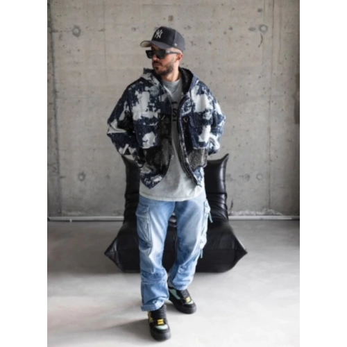 Erkek Lacivert Beyaz Trend Ceket