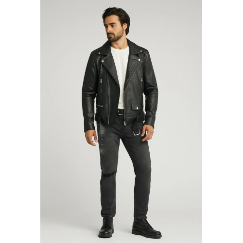 Erkek Siyah Deri Ceket