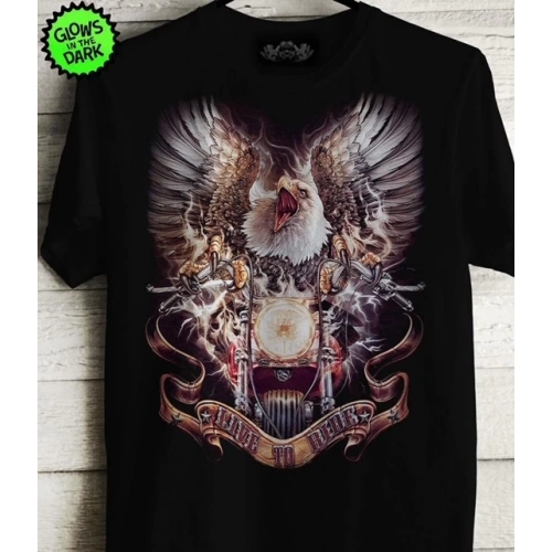 Erkek Siyah Kartal Baskılı T-shirt-2