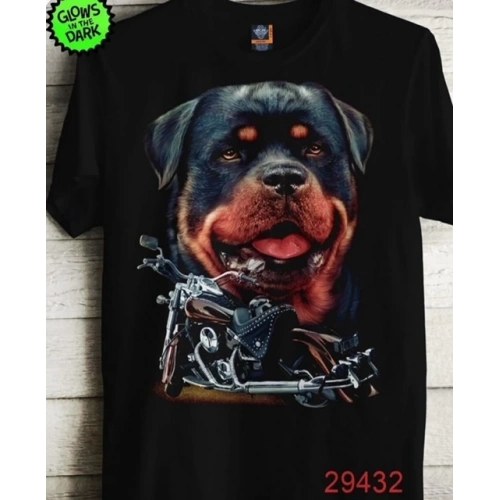 Erkek Siyah Köpek Baskılı T-shirt