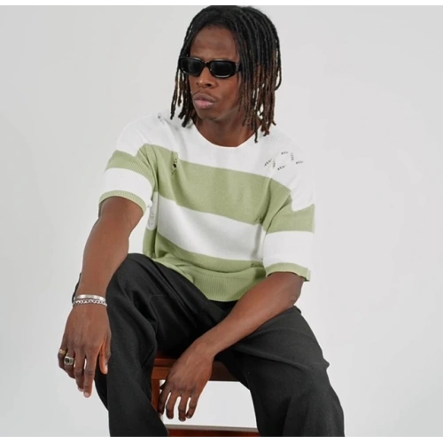 Erkek Su Yeşili Triko T-shirt