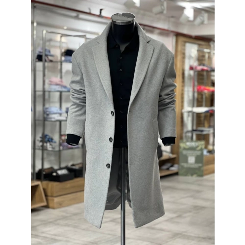 Erkek Gri Kaşe Kaban