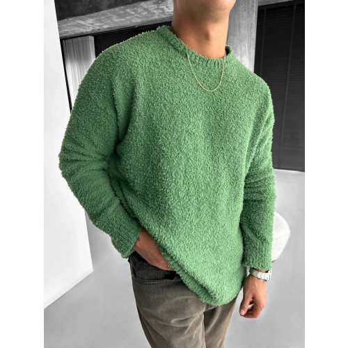 Erkek Yeşil Peluş Kazak