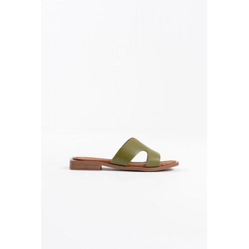 Fergei Haki Yeşili Hakiki Deri Terlik