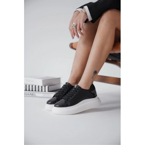 Grace Arkası Taşlı Siyah Kadın Sneaker