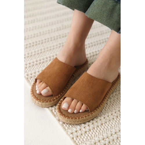 Grey Süet Taba Kadın Terlik