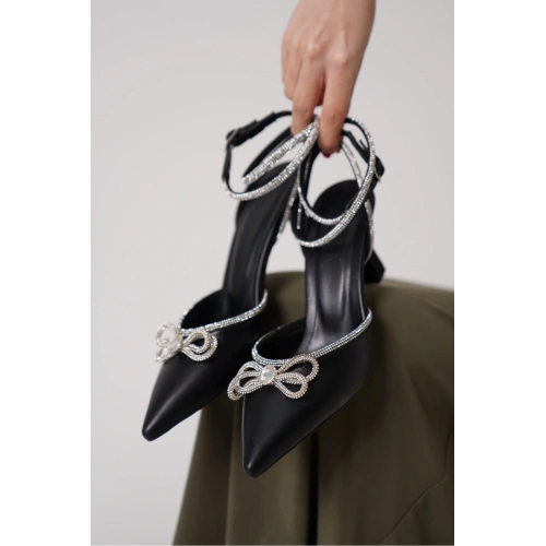 İrina Kadın Siyah Taşlı Topuklu Ayakkabı