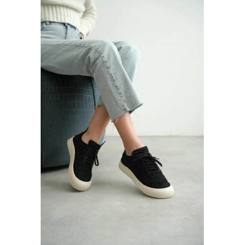 Kadın Bej Örgü Detaylı Günlük Sneaker Rahat ve Hafif Spor Ayakkabı TR01MY01A