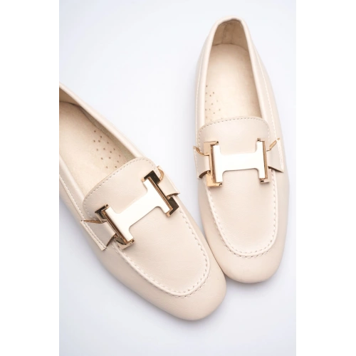 Kadın Bej Şık Tokalı Günlük Ayakkabı TR27MS05B