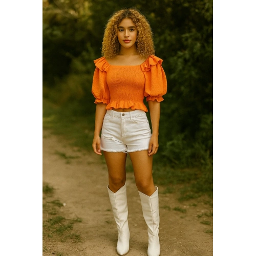 Kadın Turuncu Likralı Büstiyer