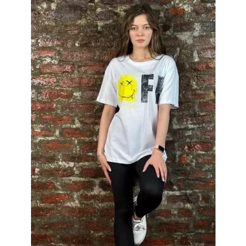 Kadın Beyaz Off Yazılı Tshirt