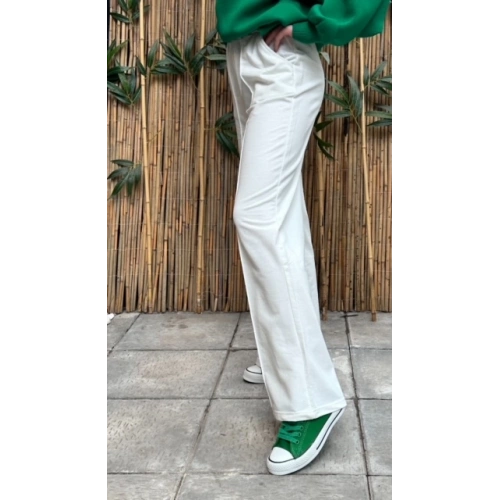 Kadın Bol Paça Beyaz Alt Eşofman