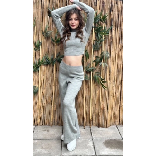 Kadın Gri Triko Takım