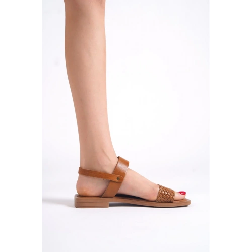 Kadın Hakiki Deri Taba Sandalet