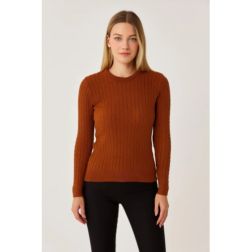 Kadın Kiremit Triko Kazak