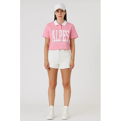 Kadın Pembe Yazılı Tshirt