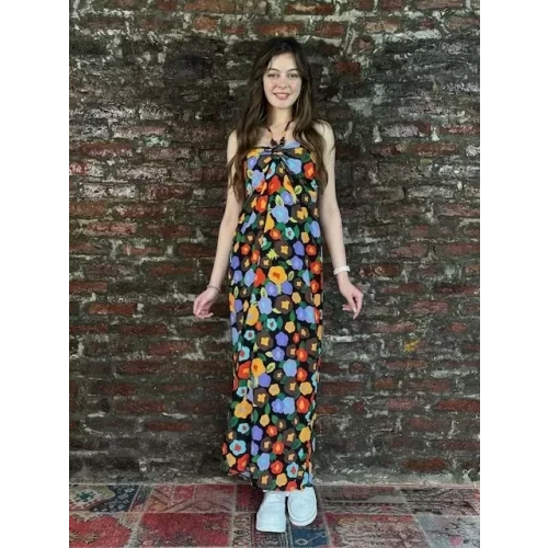 Kadın Renkli Uzun Elbise