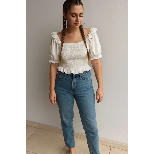 Kadın Beyaz Likralı Büstiyer