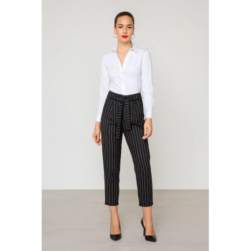 Kadın Siyah Çizgili Pantolon