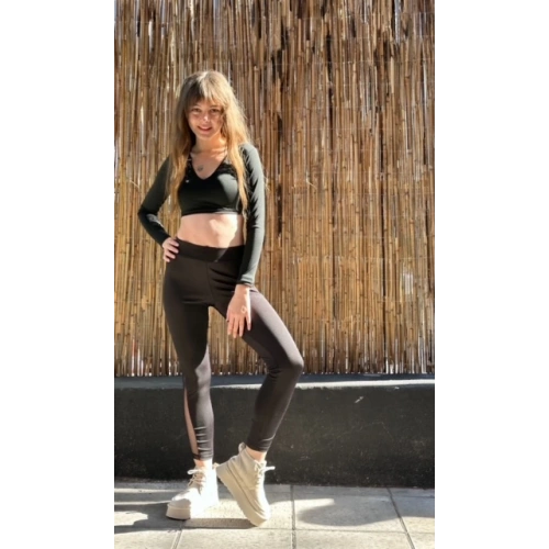 Kadın Siyah Tül Detaylı Tayt