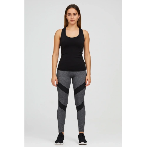 Kadın Gri Tül Detaylı Tayt