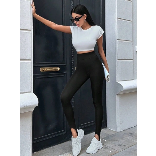 Kadın Siyah Dalgıç Kumaş Tayt