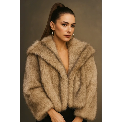 Kadın Vizon Kürklü Cepli Kaban