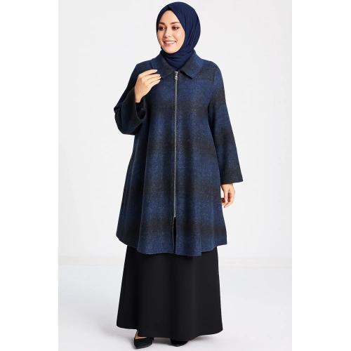 Kadın Siyah-Lacivert Kışlık Panço