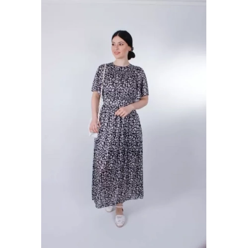 Kadın Siyah-Beyaz Çiçekli Elbise