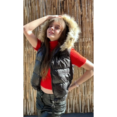 Kadın Siyah Kısa Şişme Yelek