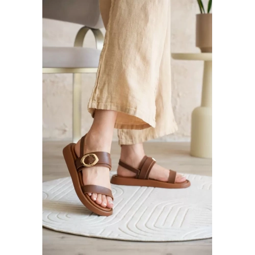 Kadın Taba 2cm Topuk Boyu Yazlık Rahat Sandalet TR27MY05B